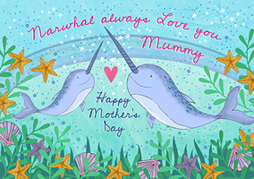 Narwhal Mother's Day Personalised Card