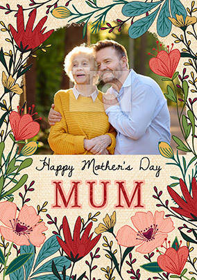Mum Wild Flowers Photo Mother's Day Card