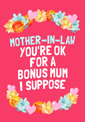 Mother in Law Bonus Mum Personalised Mother's Day Card