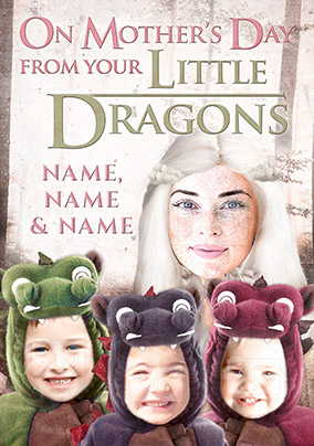 Spoofs Photo Upload Mother's Day Card - Three Little Dragons
