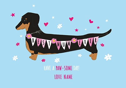 Best Mum Ever Sausage Dog Personalised Card