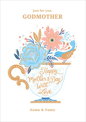 Godmother Teacup Mother's Day Personalised Card