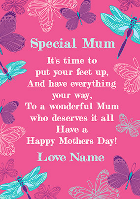 Amore Mother's Day Card - Verse Card Dragonflies