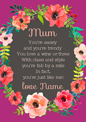 Neon Blush Mother's Day Card - Verse Card