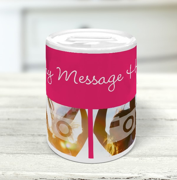 ZDISC Personalised Pink Photo Collage Money Box
