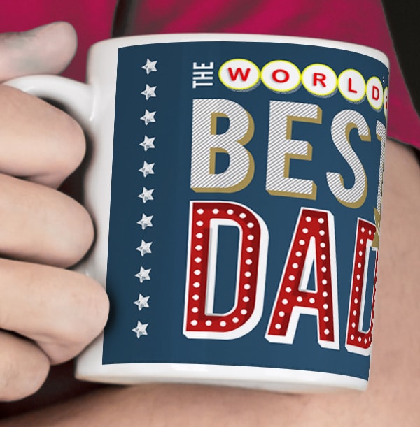 World's Best Dad Name in Lights Mug