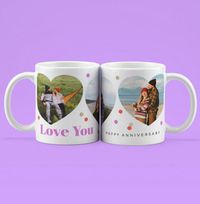 Tap to view Happy Anniversary Three Heart Photo Personalised Mug