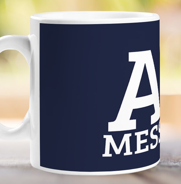 Blue & White Any Message Mug