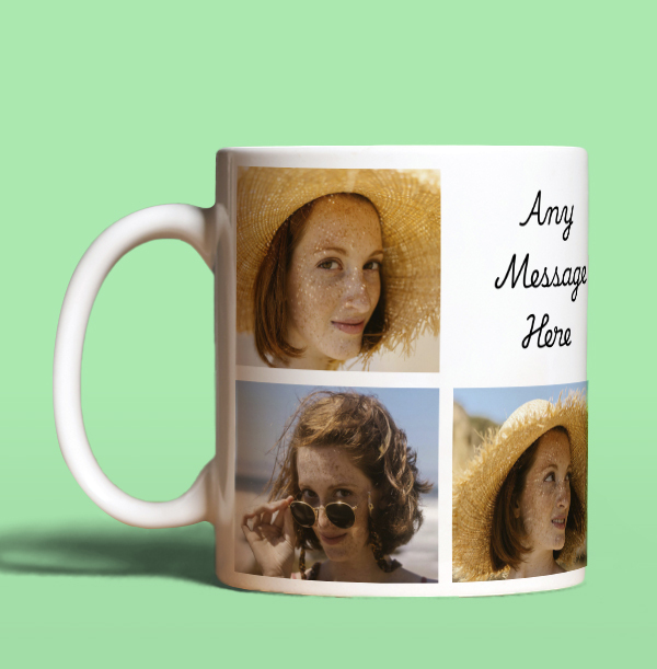 Personalised Mug - 7 Multi Photo Upload with Text White