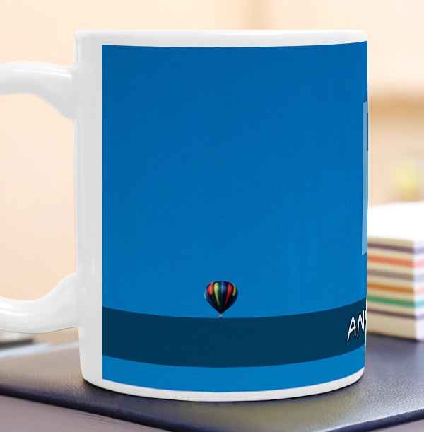 White Text Black Banner Mug