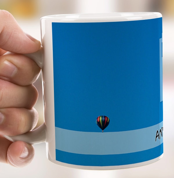 Black Text White Banner Mug