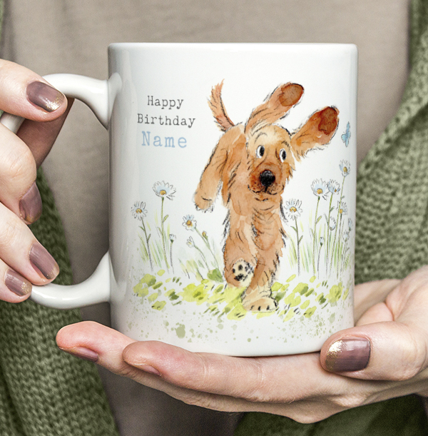 Playful Puppy Personalised Birthday Mug