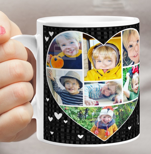 Heart Photo Collage Mug