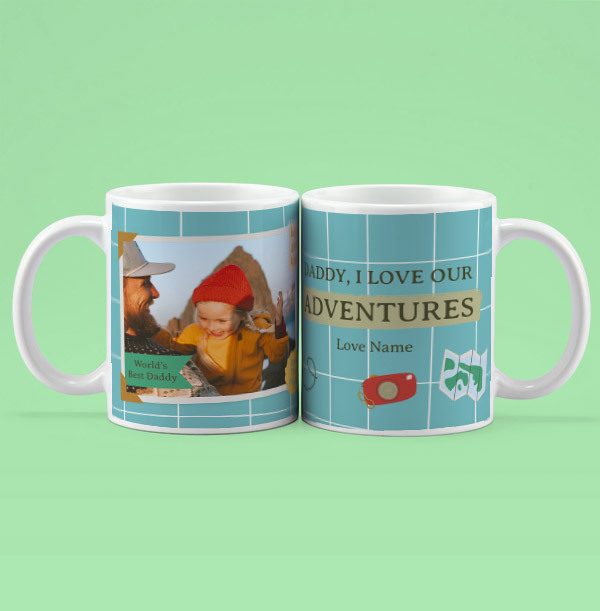 Daddy Adventures Photo Personalised Mug