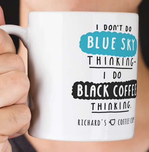 Black Coffee Thinking Personalised Mug