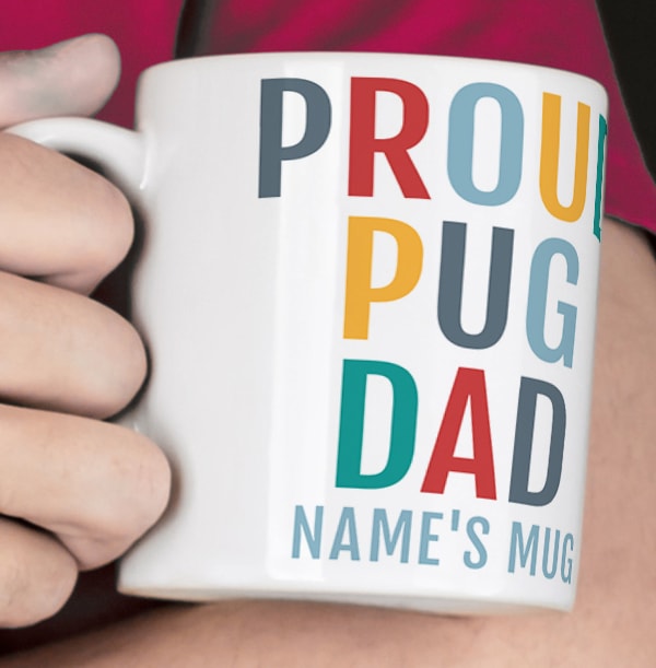 ZDISC 07/23 PETA FLAT FACE DOGS ISSUE - Proud Pug Dad Photo Mug