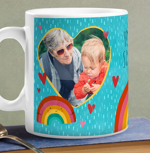 Rainbow Hugs Photo Personalised Mug