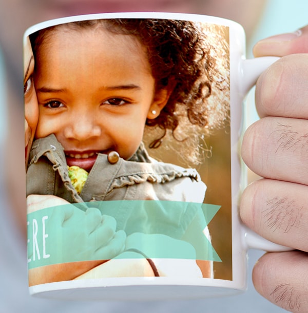 Personalised Photo Mug - Turquoise Banner