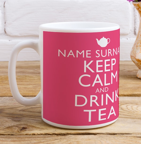 Keep Calm Drink Tea Pink Mug