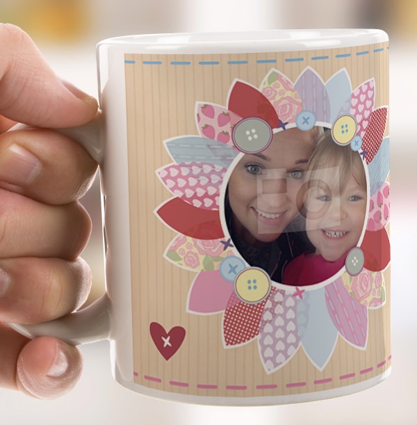 Fabric Flower Personalised Photo Mug
