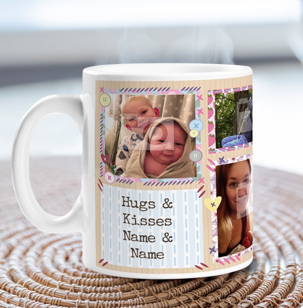 Hugs & Kisses Personalised Photo Mug