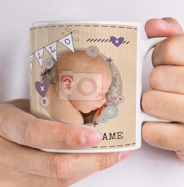 Cute as a Button Personalised Photo Upload Mug