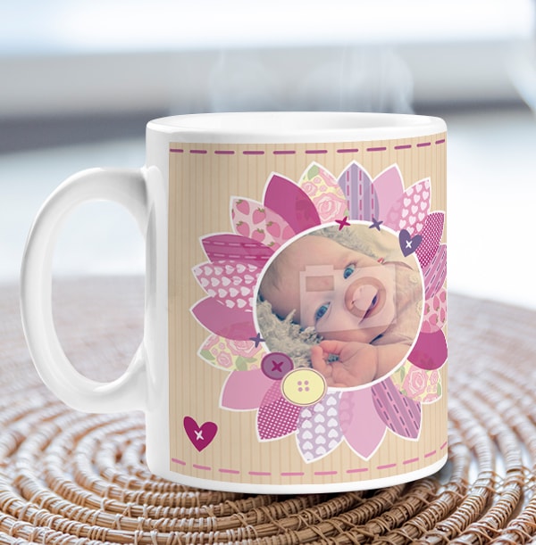 Personalised Mug - Patchwork Baby Girl Photo Upload