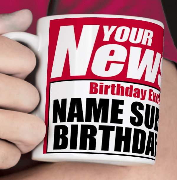 Birthday Boy Newspaper Spoof Mug