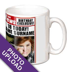 Perosnalised Mug - Photo Upload Spoof Newspaper Her 18th