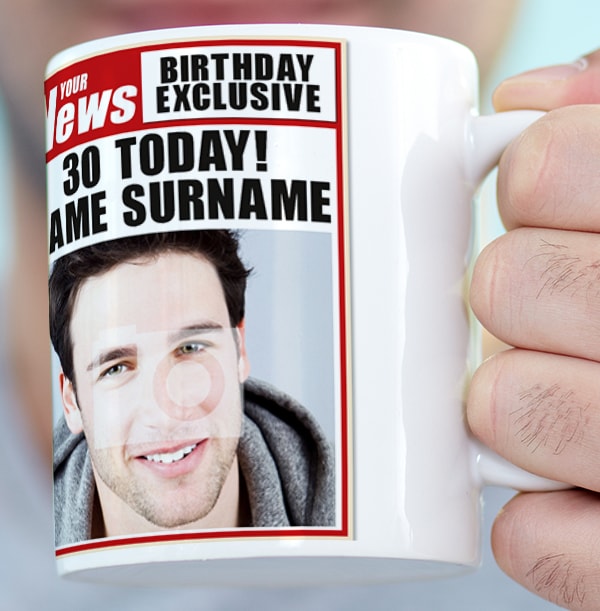 30th Birthday - Newspaper Spoof Mug for Him
