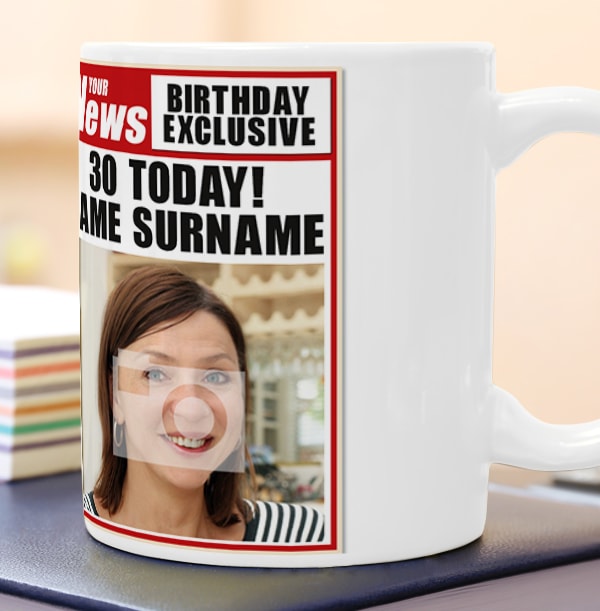 30th Birthday - Newspaper Spoof Mug for Her