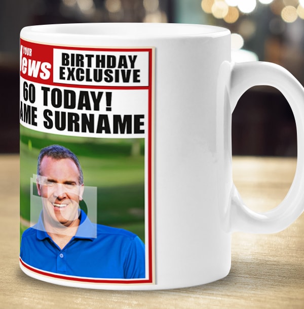 60th Birthday - Newspaper Spoof Mug for Him