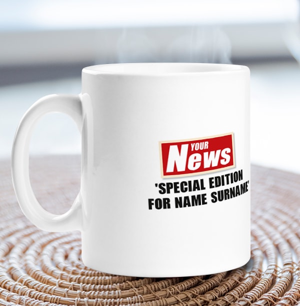 Personalised Mug - Photo Upload Spoof Newspaper His 80th