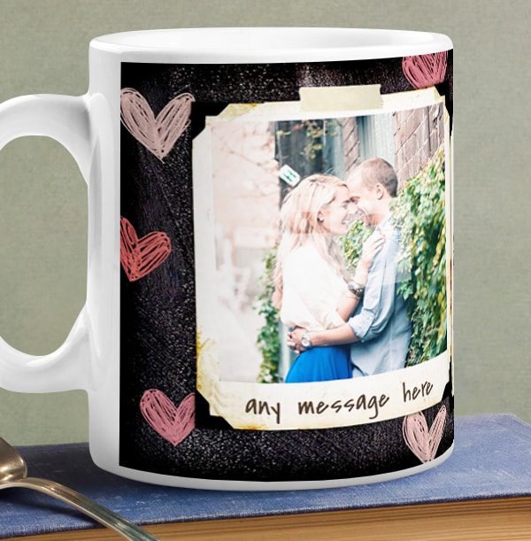 3 Photo Chalk Hearts Mug