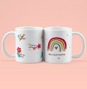 Personalised Teacher Mug Rainbow Design