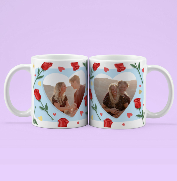 Roses & Heart Photo Mug