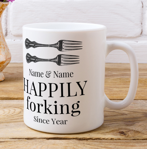 Happily Forking Personalised Mug