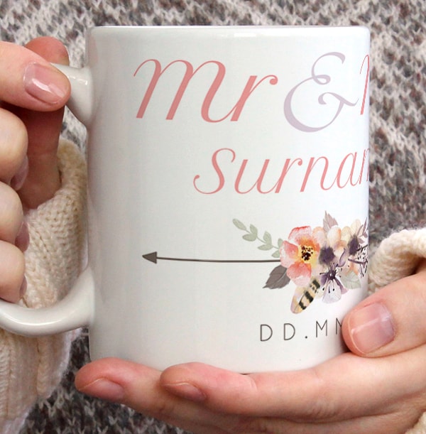 Mr & Mrs Boho Wedding Photo Mug