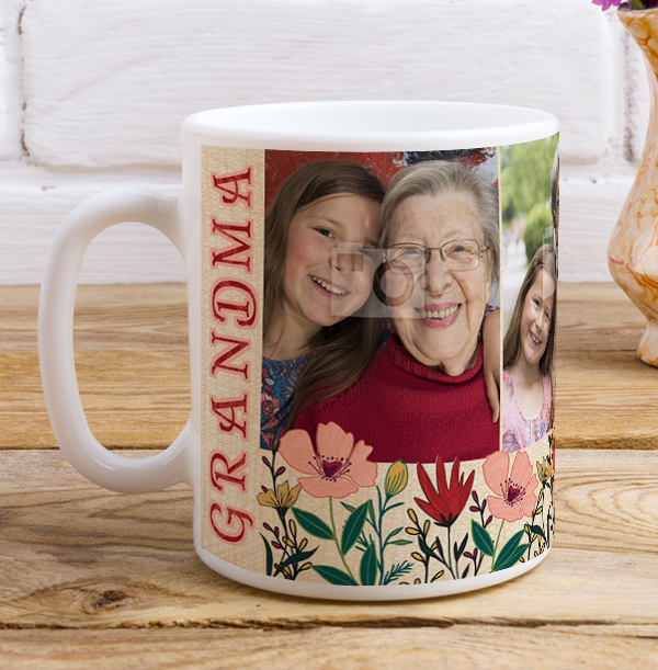 Grandma 4 Photo Personalised Mug