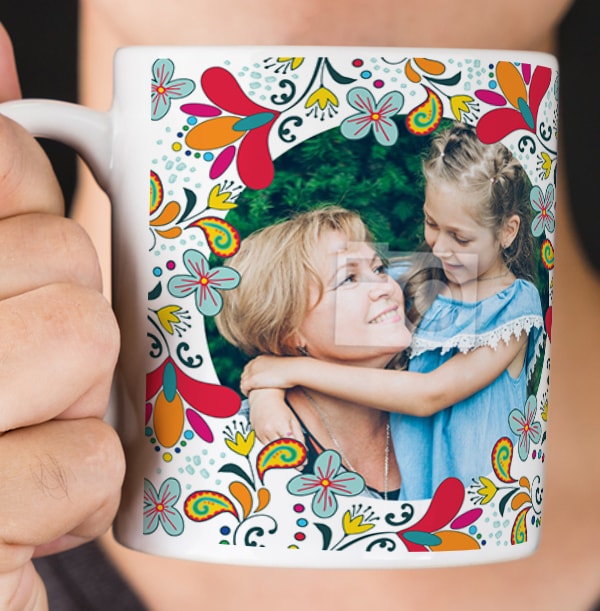 Flower Pattern Multi Photo Mug