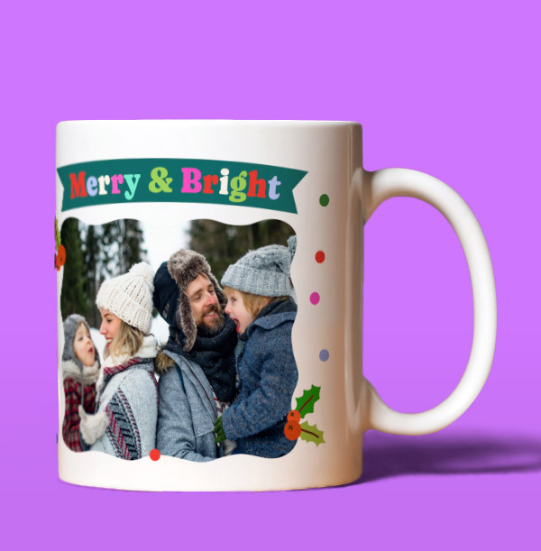 Merry & Bright Photo Christmas Mug