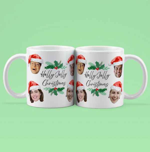 Holly Jolly Christmas Multi Photo Upload Mug