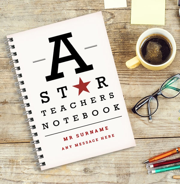 Personalised Star Teacher Notebook, Any Message