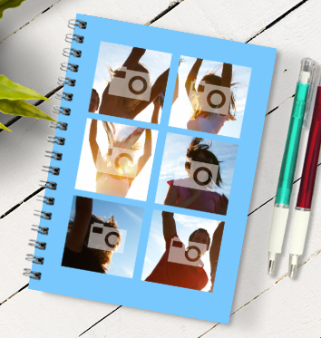 6x Photo No Text Blue Notebook
