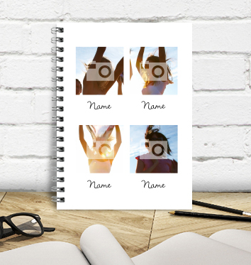 4x Photo 4x Text White Notebook