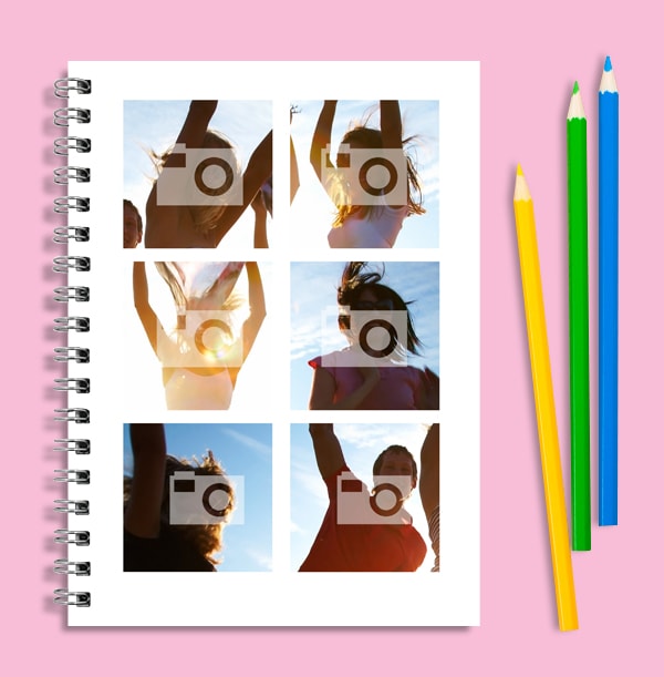 6 Photo Personalised White Notebook