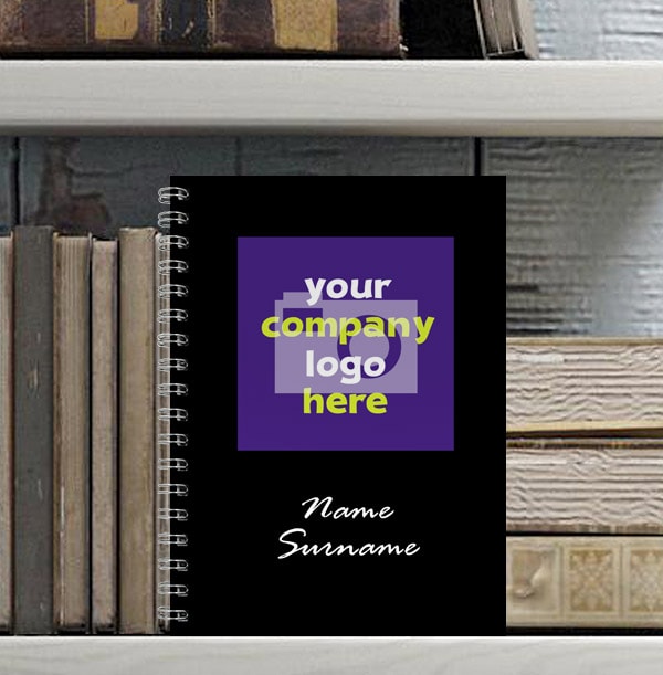 Company Logo Black Personalised Notebook