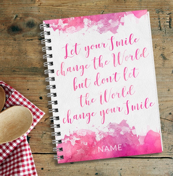 Personalised Quote Notebook, Let your Smile Change the World