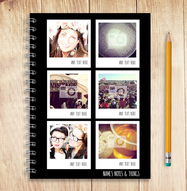 Black & White Polaroid Photo Collage Notebook