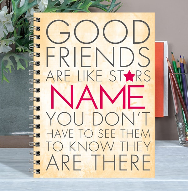 Good Friends Like Stars Personalised Notebook